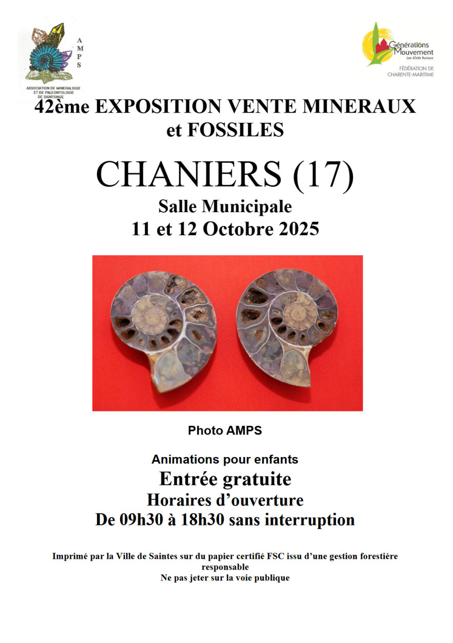 42ème EXPOSITION VENTE MINERAUX et FOSSILES