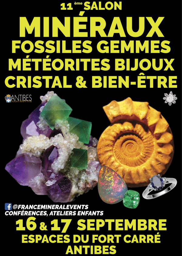 11. MinéralEvent-Messe in Antibes – Mineralien, Fossilien, Edelsteine, Schmuck, Kristalle und Wohlbefinden