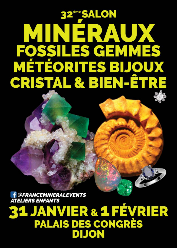 32. Mineralienmesse in Dijon – Kristalle, Fossilien, Edelsteine, Meteoriten, Schmuck & Wellness