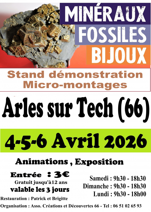 Mineralien-, Fossilien- und Schmuckmesse in Arles-sur-Tech