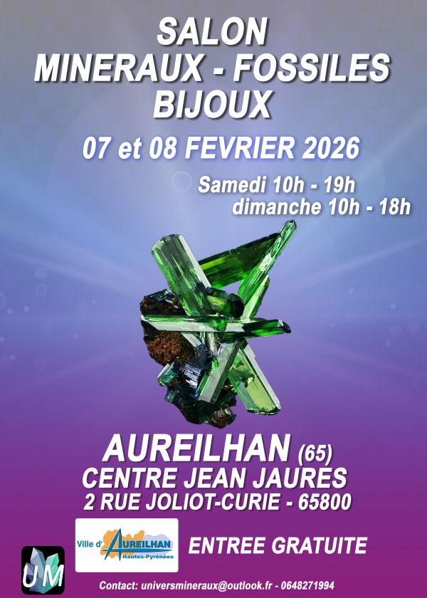 Mineralien-, Fossilien- und Designerschmuckausstellung.