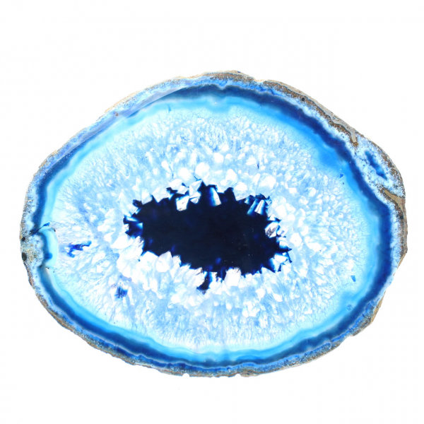 Natürlich geschnittener blauer Achat aus Brasilien