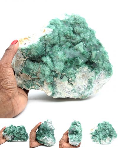 Schöne Qualität von Exemplaren grüner Fluoritkristalle aus Madagaskar auf Matrix Madagaskar collection Dezember 2021