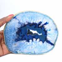 Dekorative Scheibe aus blauem Achat, brasilianischer Herkunft