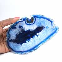 Dünne Scheibe blauer Achat brasilianischer Herkunft