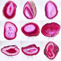 Polierte Scheibe aus gefärbtem rosa Achat