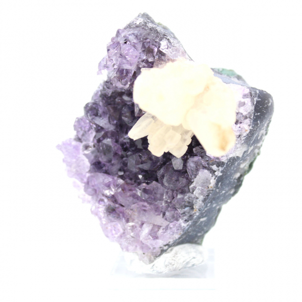 Calcitblüte auf Amethyst