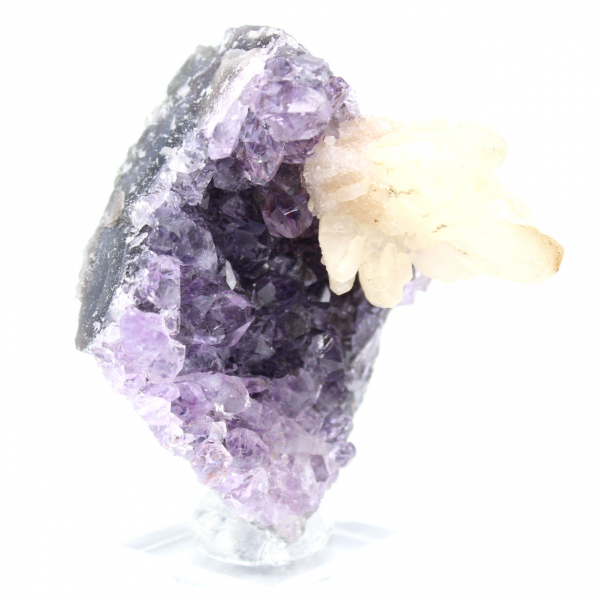 Calcitblüte auf Amethyst