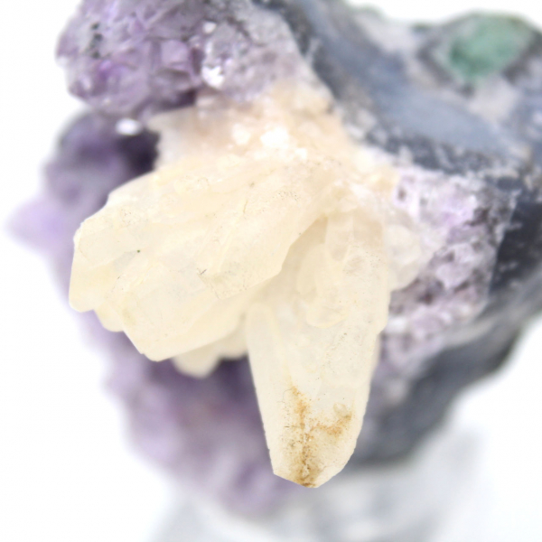 Calcitblüte auf Amethyst