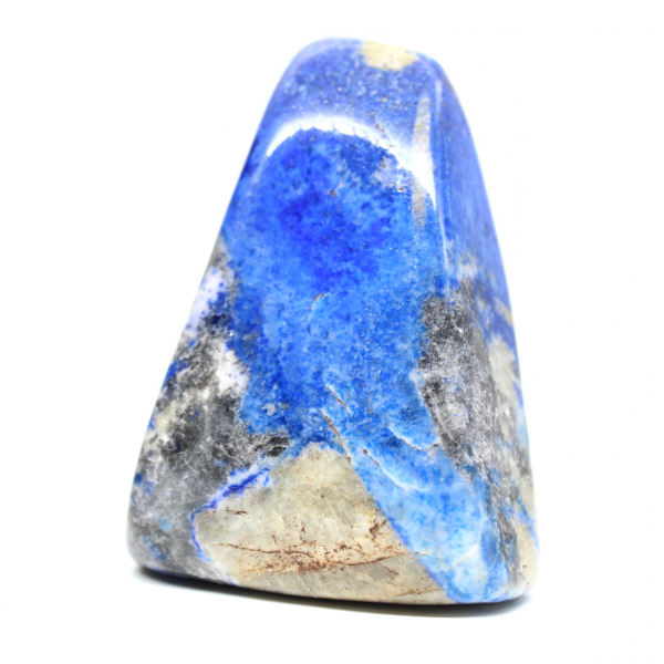 Lapislazuli, poliertes Ornament mit Pyriteinschlüssen