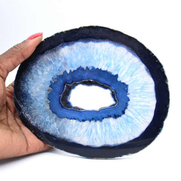 Polierte Scheibe blauer Achat für Mineralogie-Begeisterte