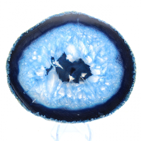 Scheibe blauer Achat aus Brasilien für eine Mineraliensammlung