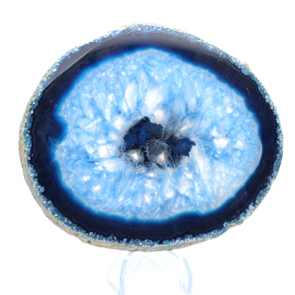 Scheibe blauer Achat aus Brasilien für eine Mineraliensammlung