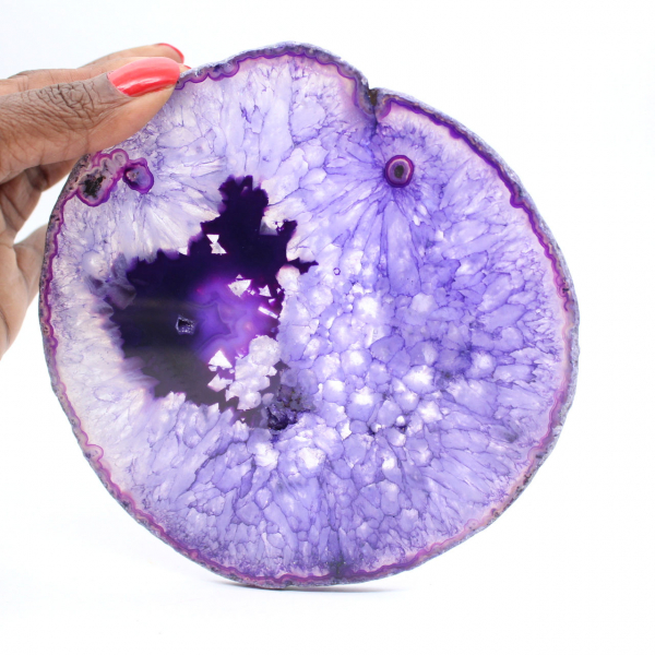 Scheibe aus massivem brasilianischem Achat, Lilatöne