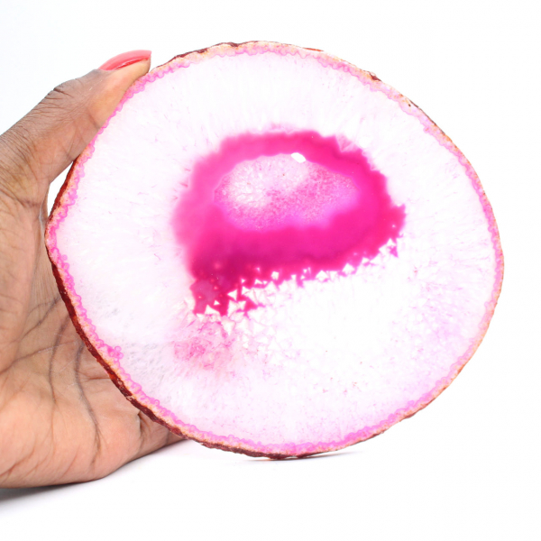 Dekorative Scheibe aus rosafarbenem Achat