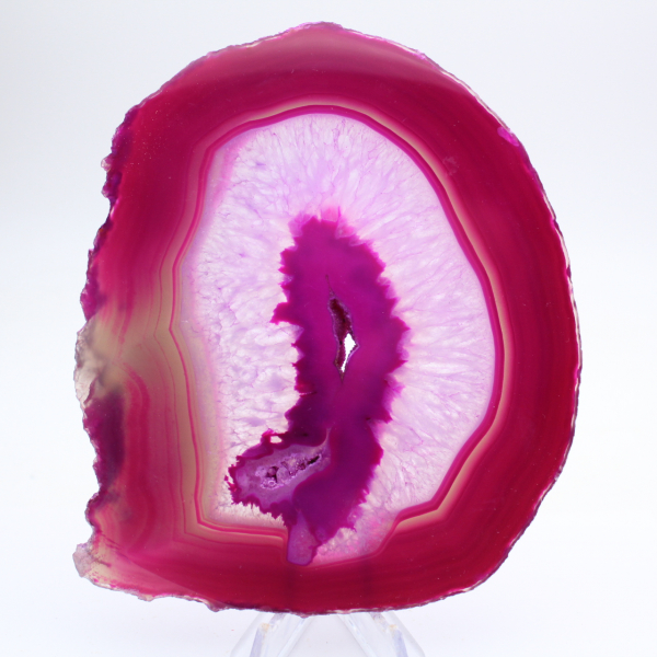 Rosa getönte, polierte Achatscheibe