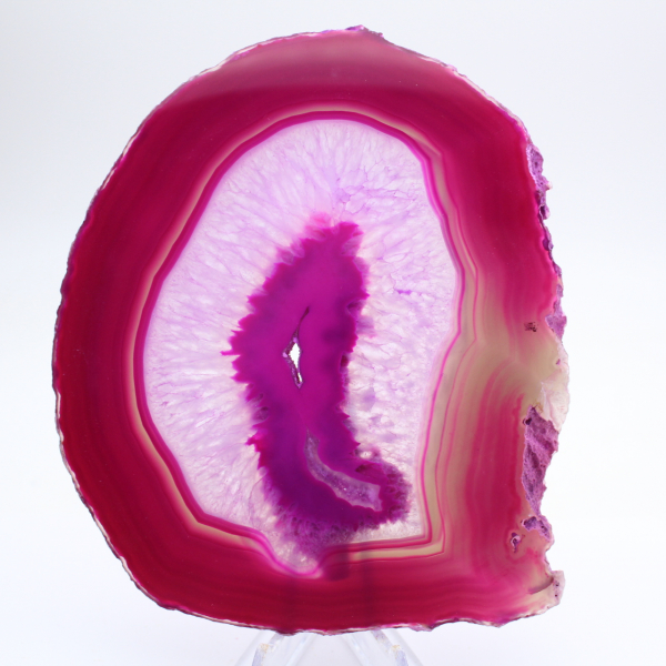 Rosa getönte, polierte Achatscheibe