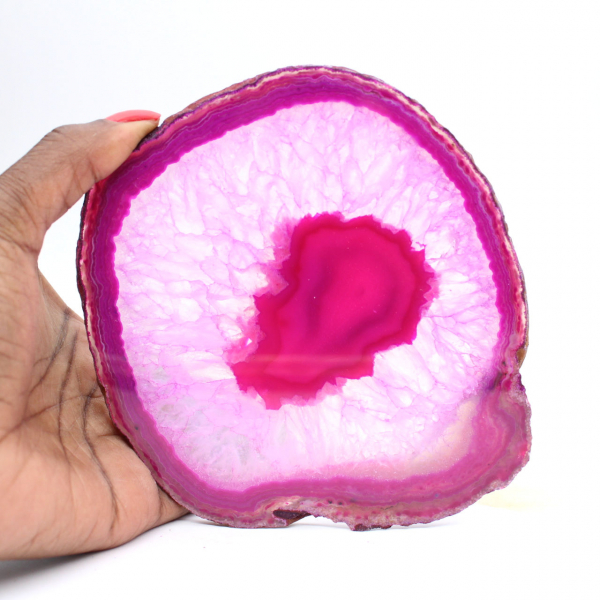 Dekorative Scheibe aus rosafarbenem Achat