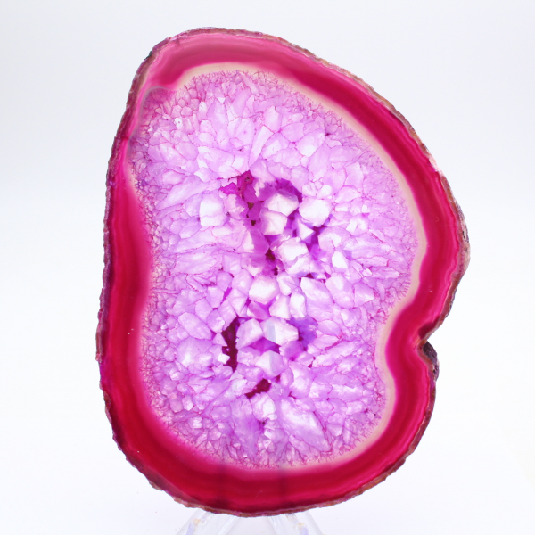 polierte Achatscheibe, rosa getönt