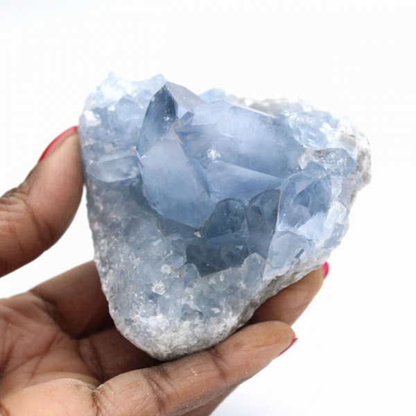 Celestin aus Madagaskar: Druse und Rohkristalle