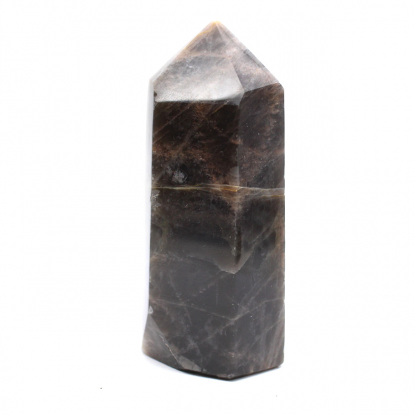Geometrisches Mikroklinprisma – Seltener schwarzer Mondstein