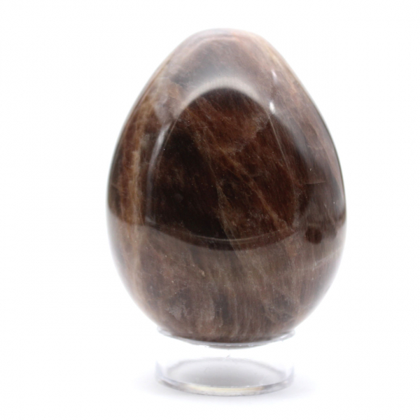 Schwarzes Mondstein-Ei - Mikrokline