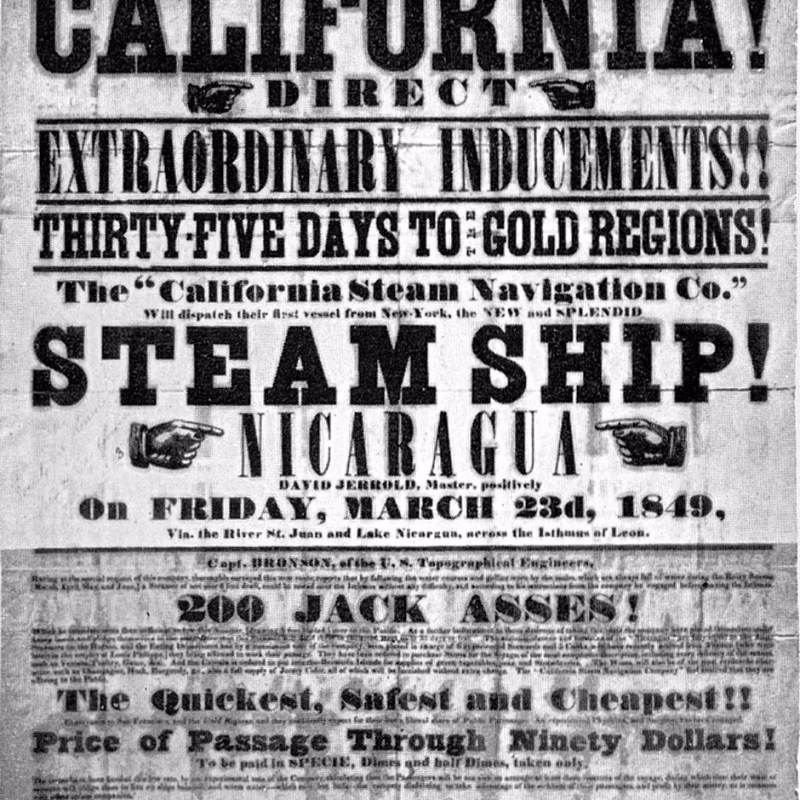 Die Geschichte des Goldrauschs in den Vereinigten Staaten California Gold Rush handbill