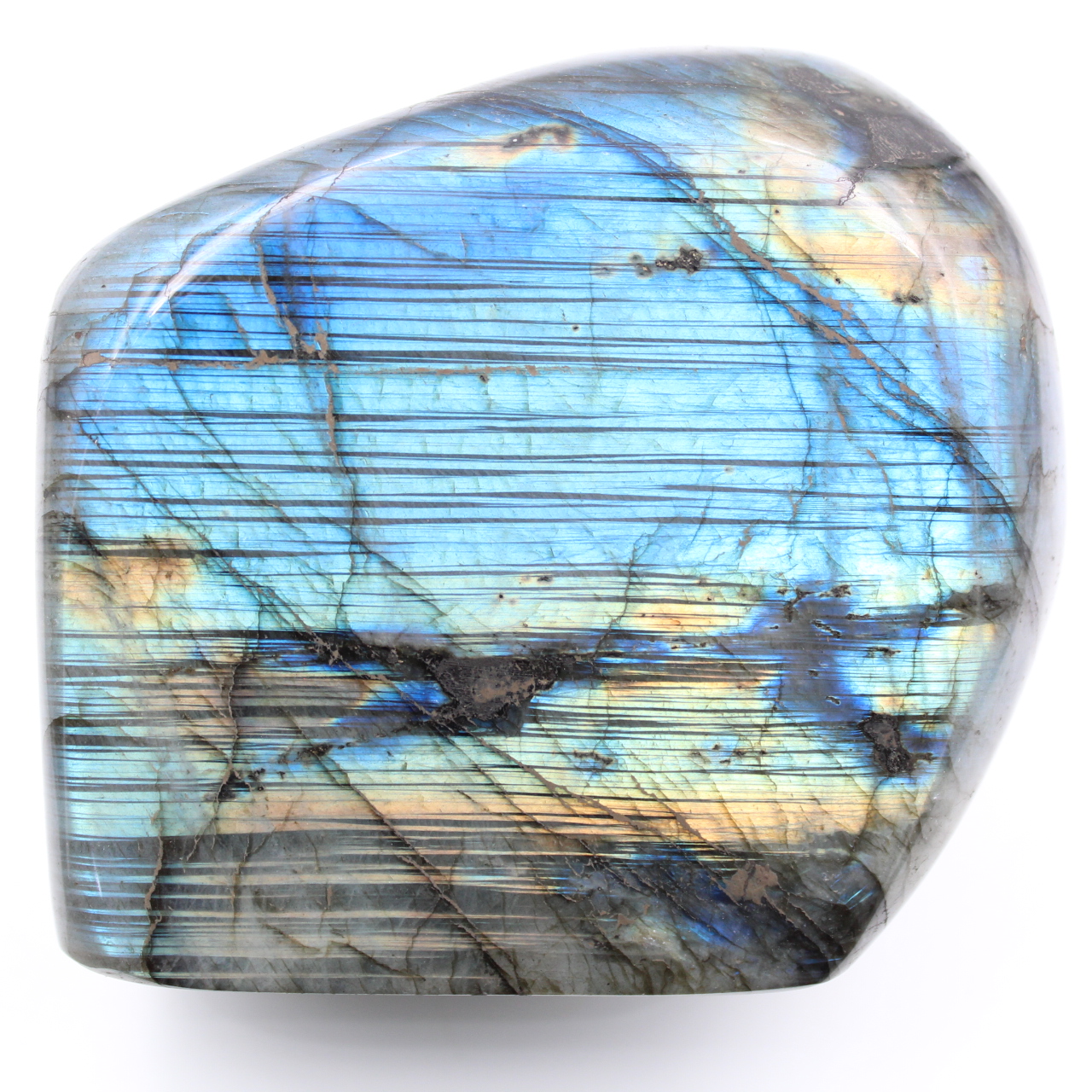 Labradorit mit gestreiften blauen Reflexen, Freiformdekoration