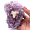 Cristaux d’améthyste avec fleur de calcite