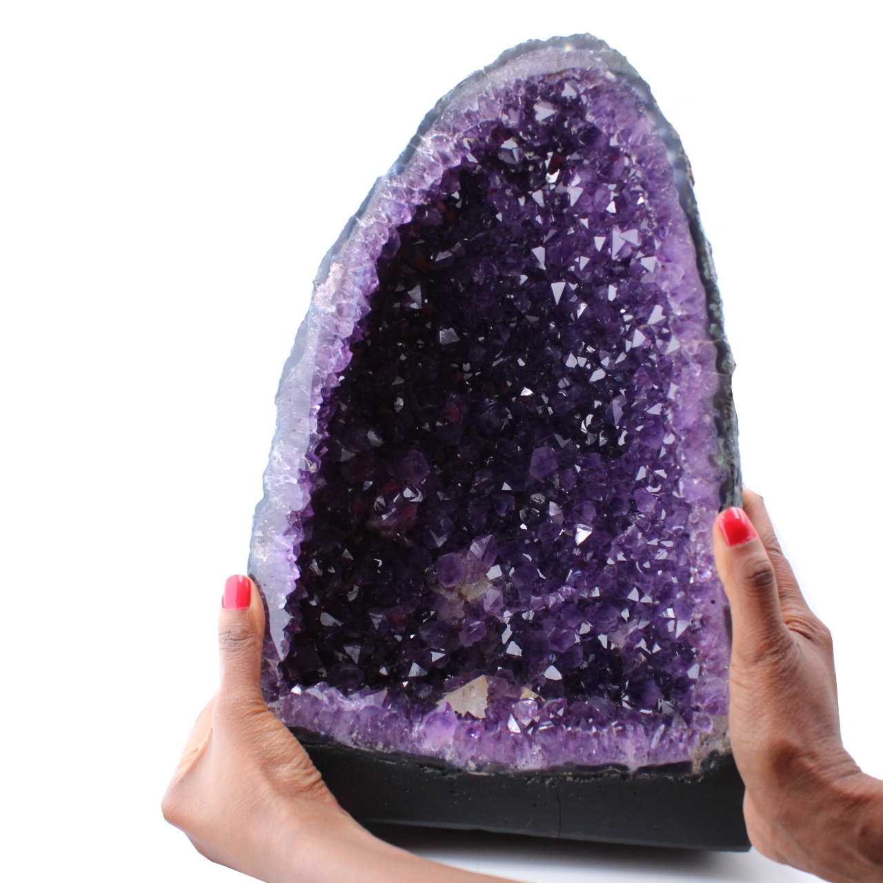 Amethyst-Geode mit Calcitkristall