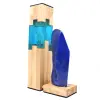 Lampe aus Holz und Harz mit großem Lapislazuli-Stein - 0