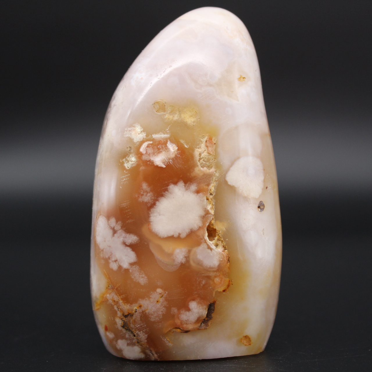Polished natural flower agate