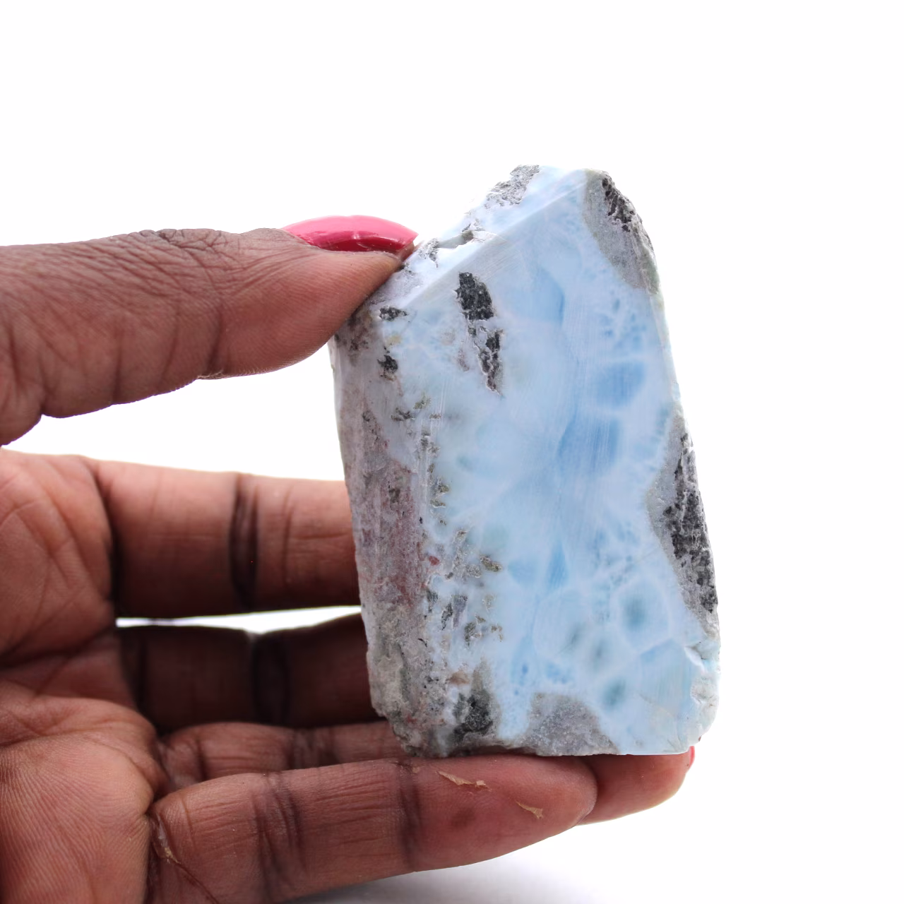 Halbpolierte Larimar-Plakette