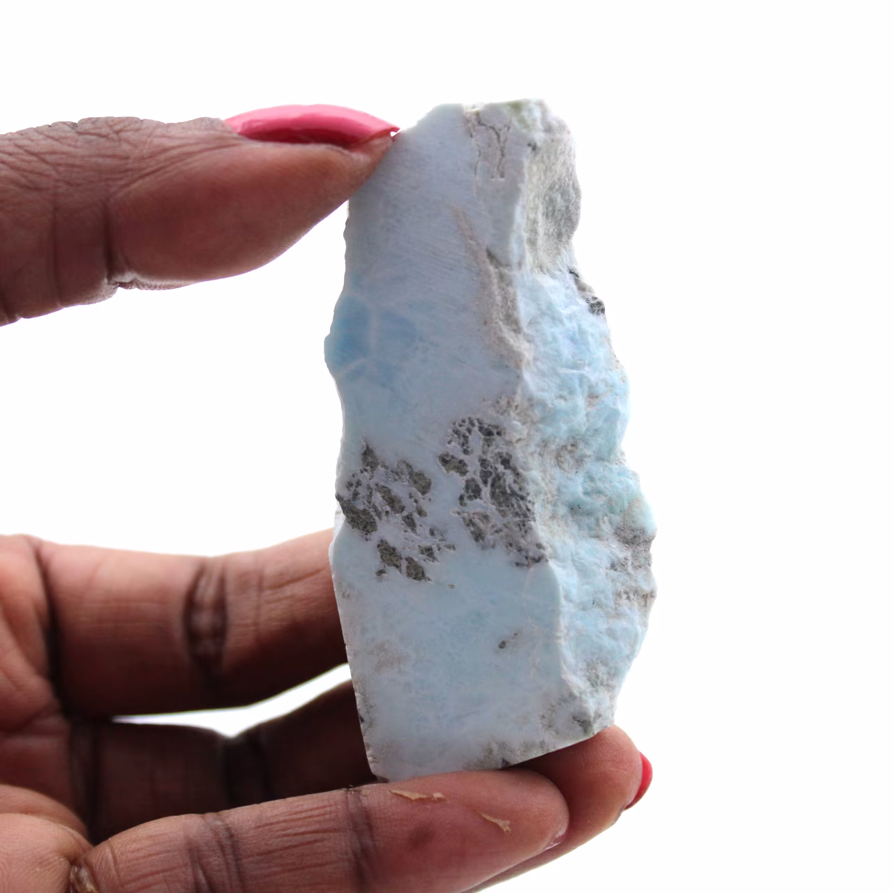 Halbpolierte Larimar-Plakette