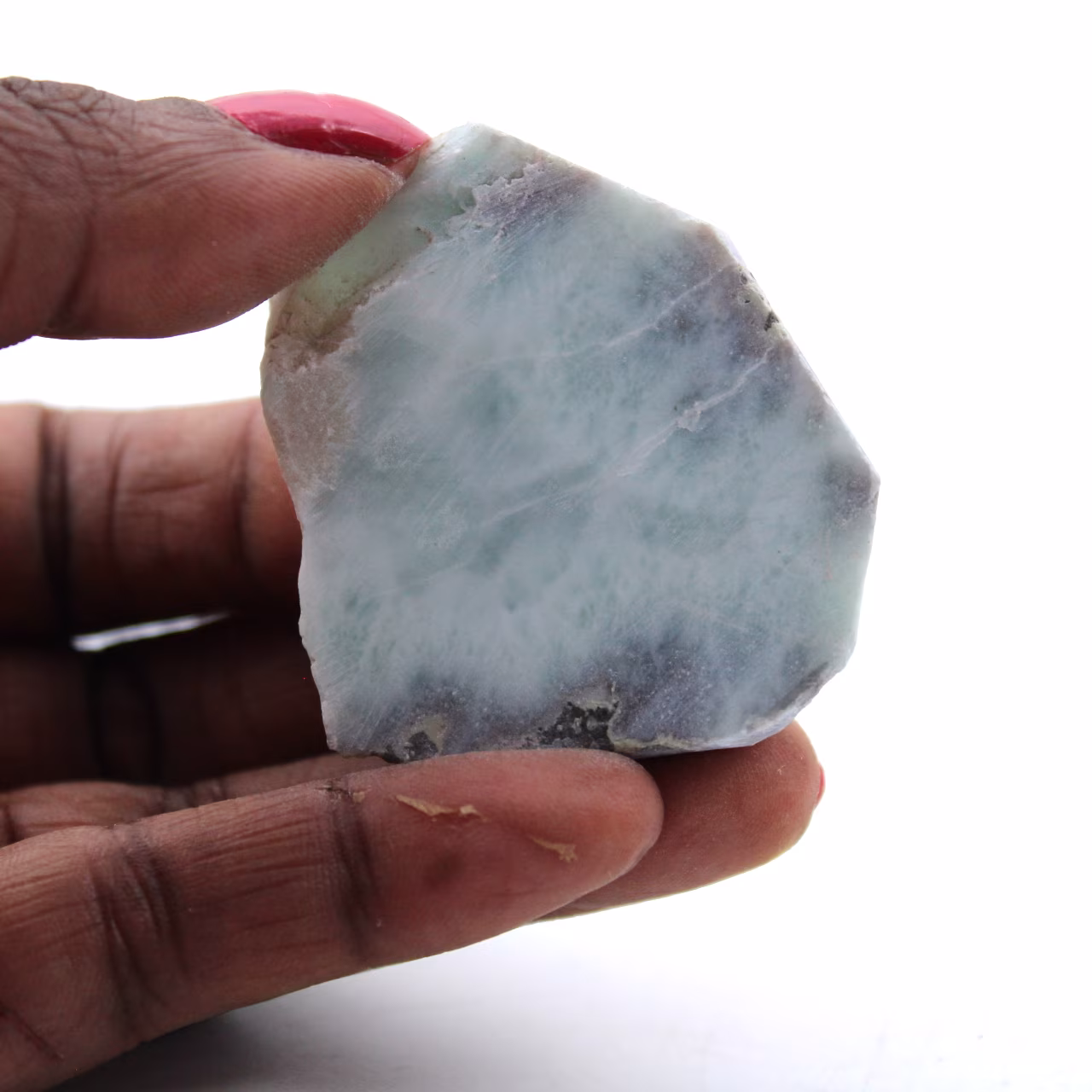 Halbpolierte Larimar-Plakette