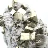 Pyrit auf Ganggestein mit Calcit und Quarz - 9