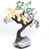 Mineralienbaum mit Amethystsockel und Blättern aus verschiedenen Mineralien - 8