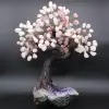 Mineralienbaum mit Amethystbasis und Rosenquarzblättern - 0