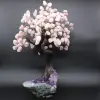 Mineralienbaum mit Amethystbasis und Rosenquarzblättern - 1
