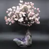 Mineralienbaum mit Amethystbasis und Rosenquarzblättern - 4