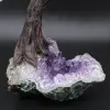Mineralienbaum mit Amethystbasis und Rosenquarzblättern - 9
