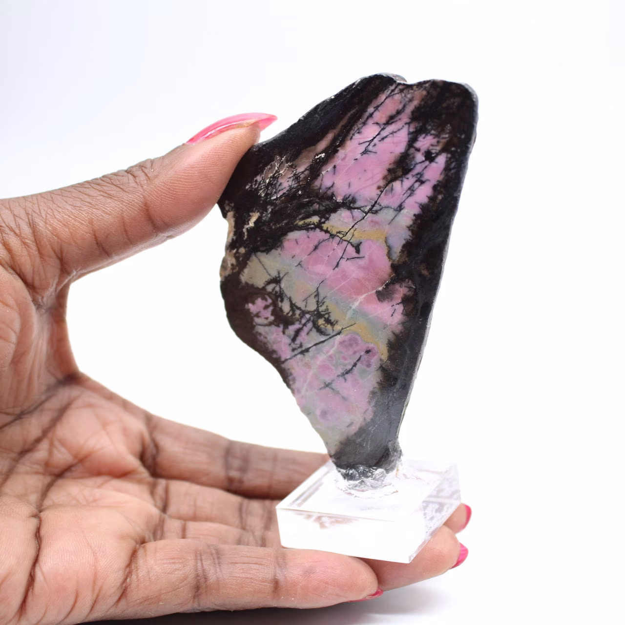 Natürliche Rhodonit-Scheibe für Mineralien-Sammlung