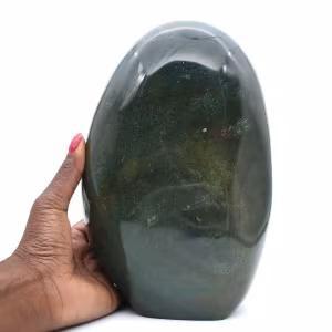 Großer polierter grüner Jaspisstein, Mineralprobe, Madagaskar