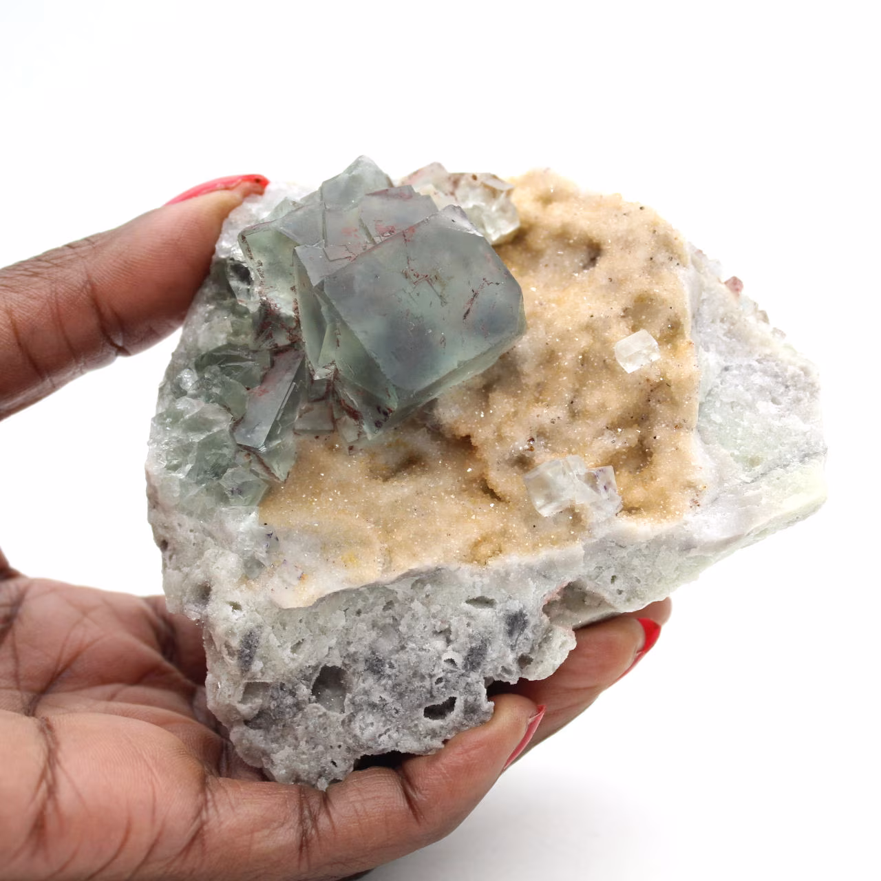 Grünes Fluorit-Mineral: Kristalle auf Matrix zur Dekoration