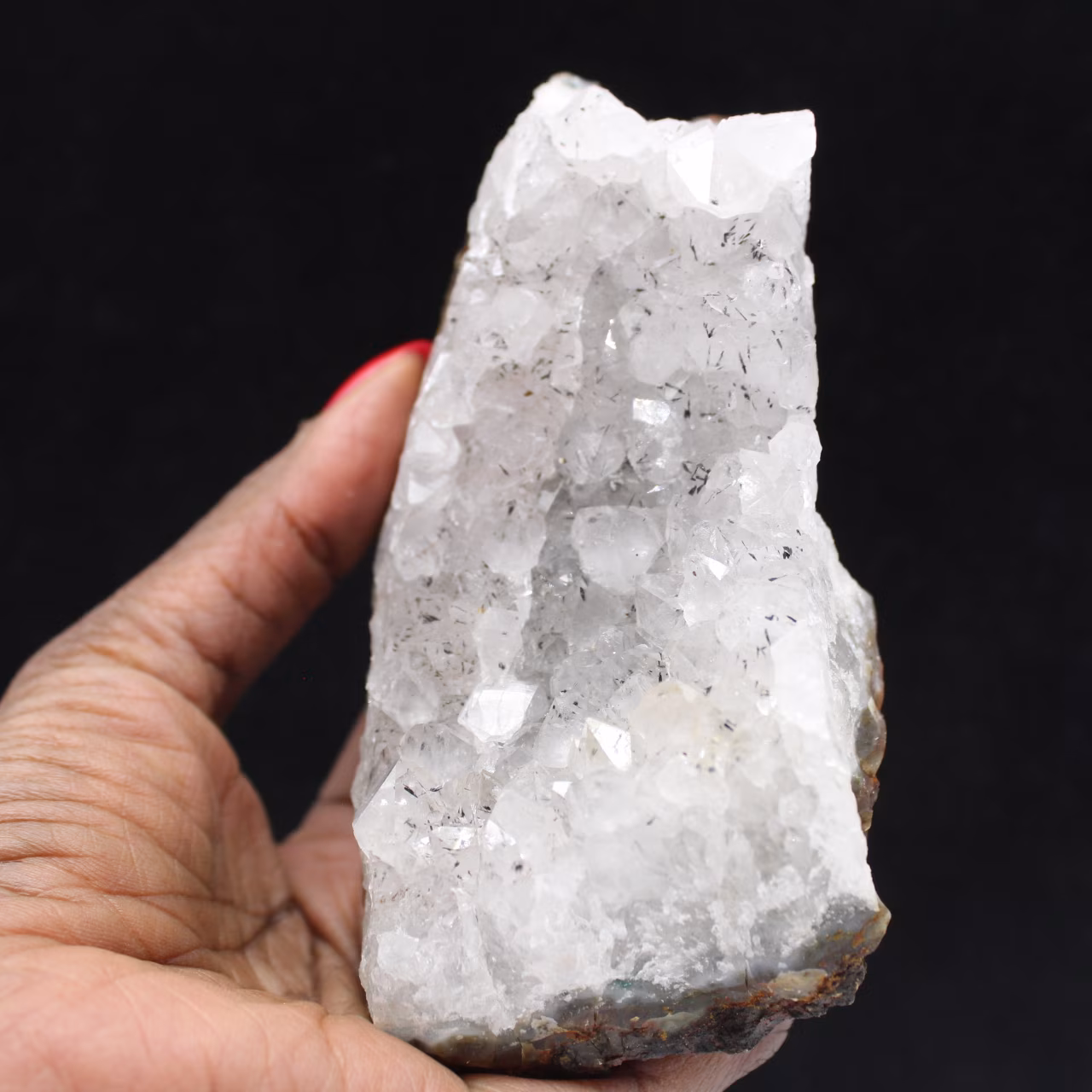 Quarz- und Goethit-Exemplar aus Marokko, Filamentgeode