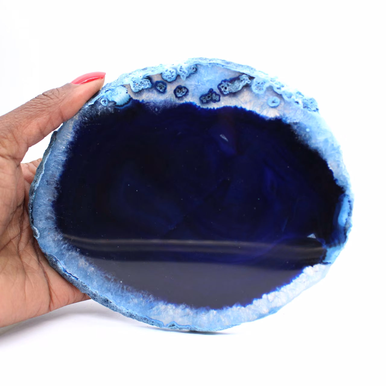 Brasilianische blaue Achatscheiben zur Mineraliendekoration