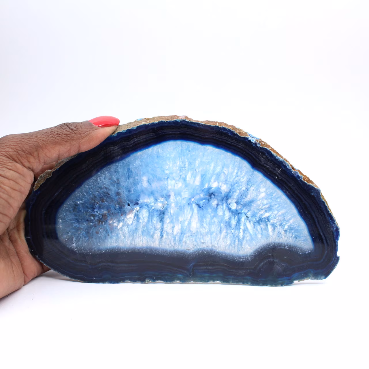 Längliche Scheibe aus blauem Achat brasilianischer Herkunft