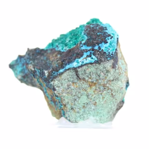 Grünes Brochantit-Mineralogieexemplar aus Chile auf einem Sockel