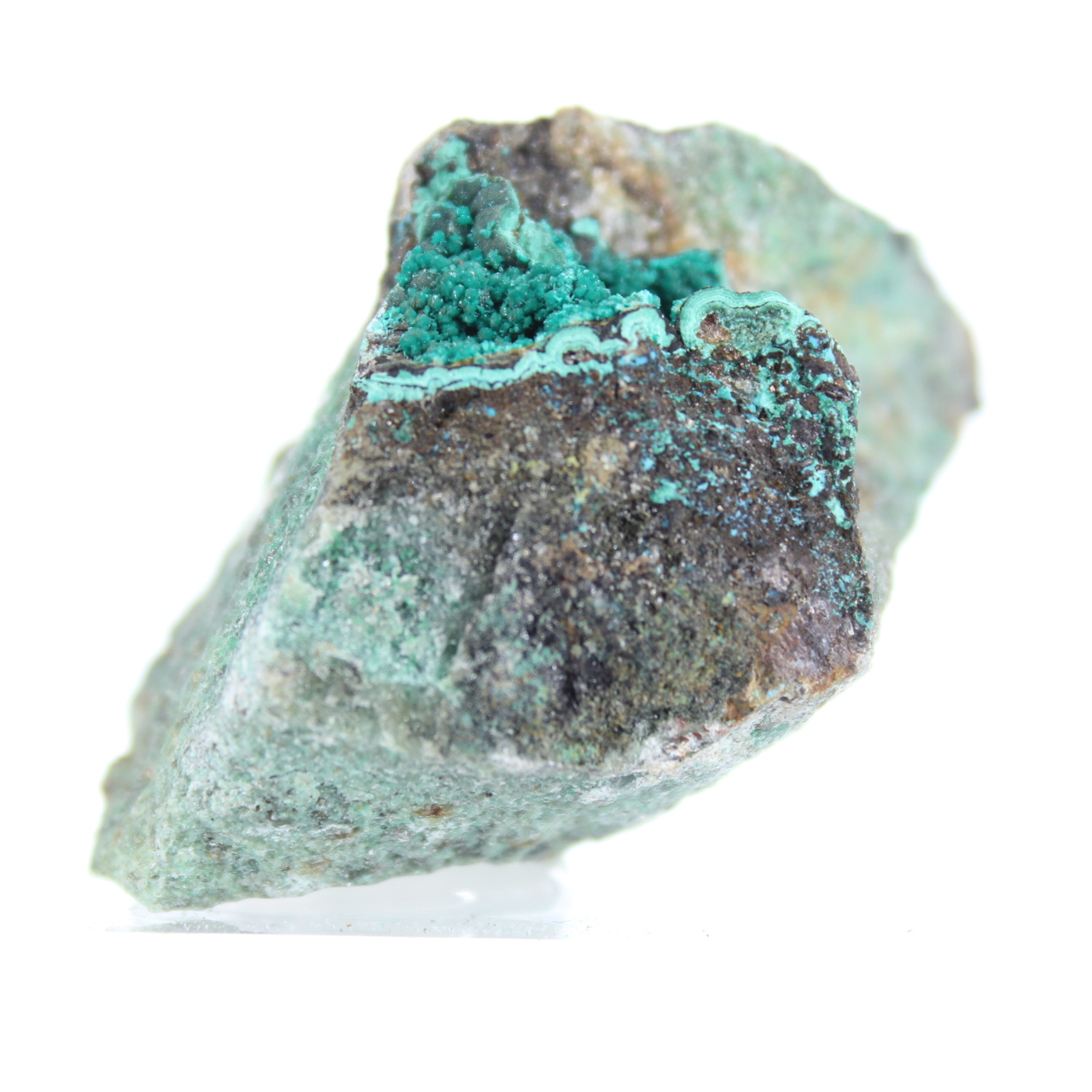 Natürlicher Brochantit auf Ganggestein aus Chile mit Basis