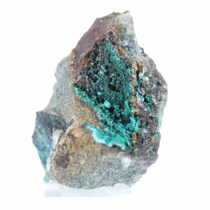 Rohes grünes Brochantit-Mineral aus Chile auf Ganggestein